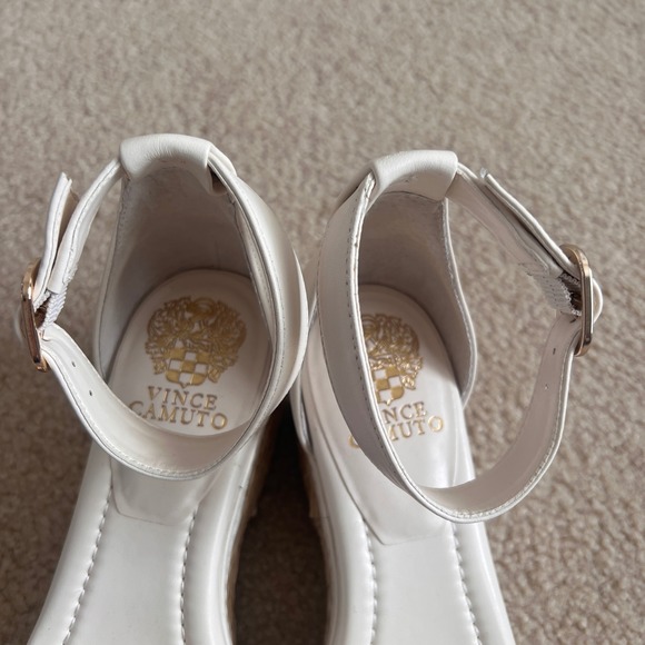 New Vince Camuto White Leather Espadrille Platform Wedge Sandals Ladies Size 9 - Picture 3 of 10